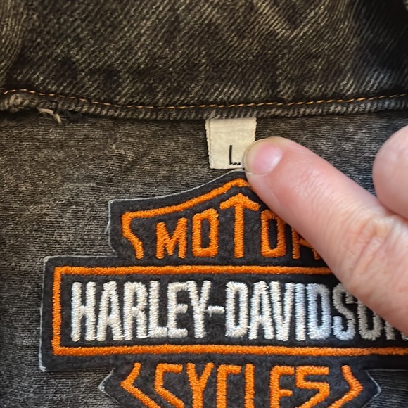 Harley Davidson Vintage 1987 Eagle Print Stone Wash Denim Jacket Mens Size Large - Picture 3 of 10